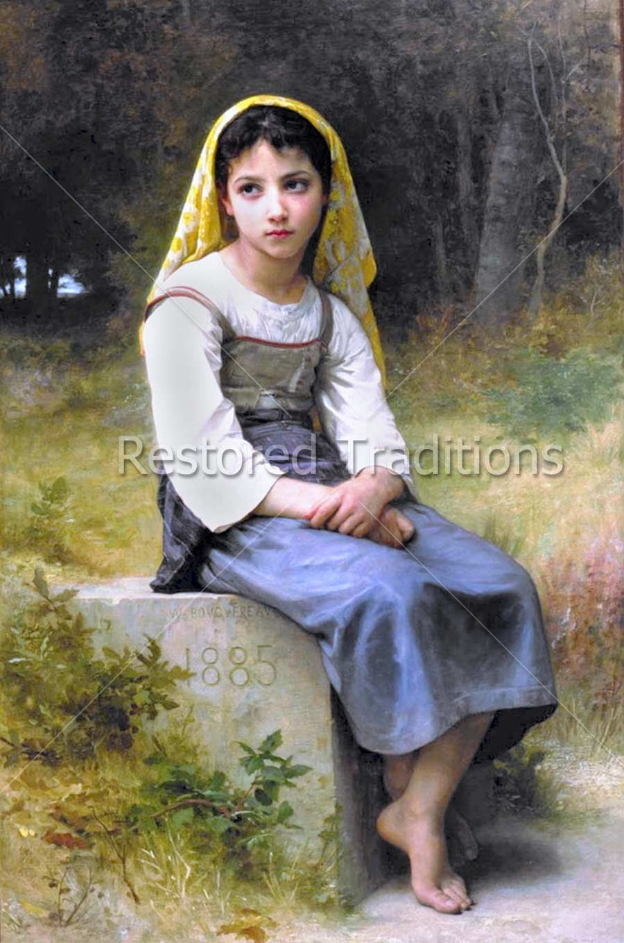 Young Girl Sitting in Field