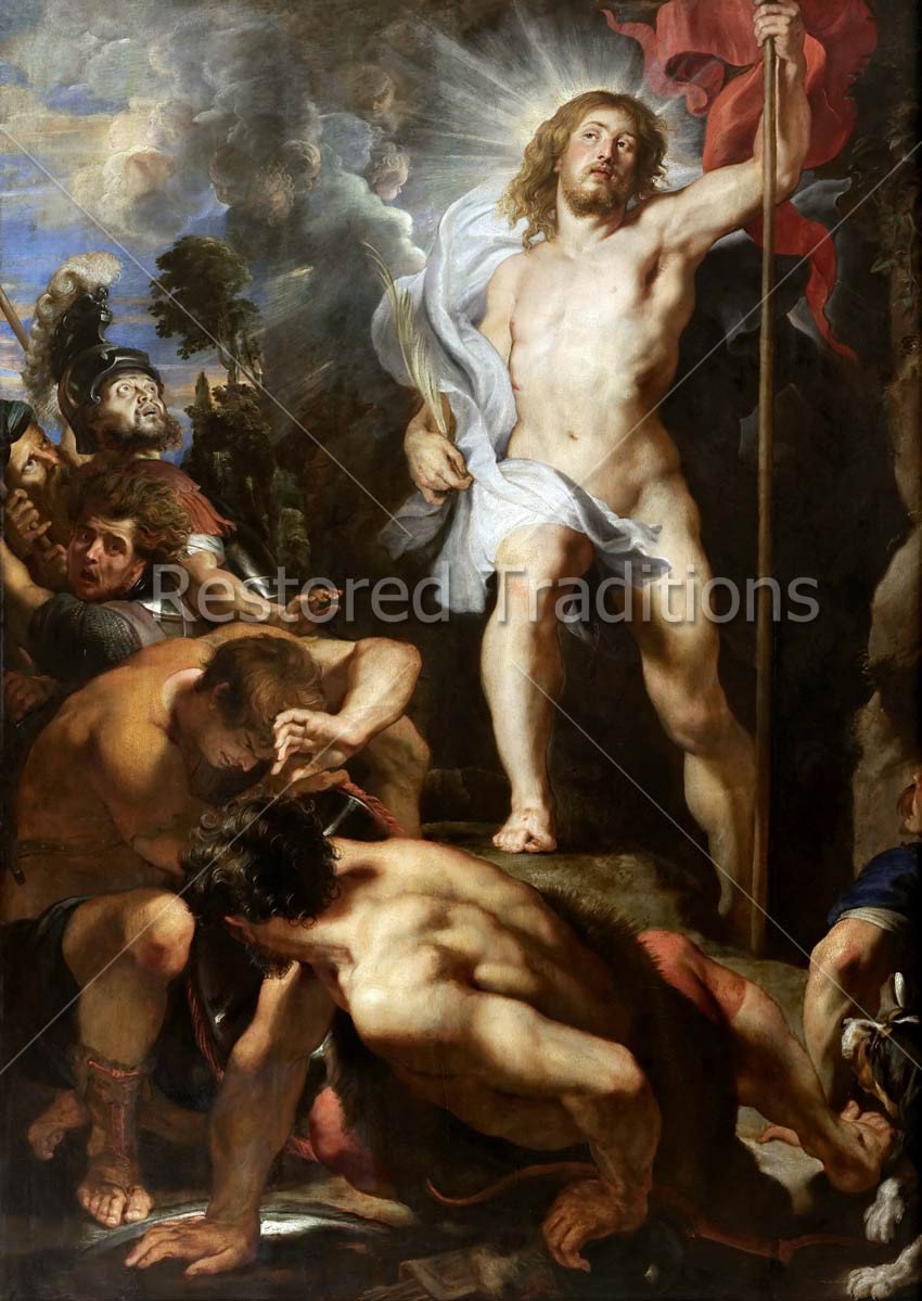 Our Lord stepping out of grave