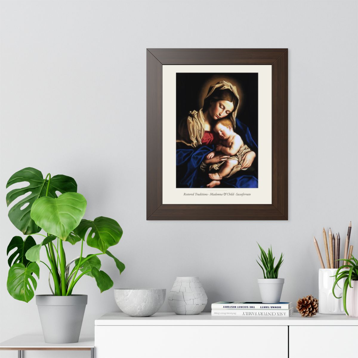 Restored Traditions Madonna & Child – Sassoferrato framed print — lifestyle photo