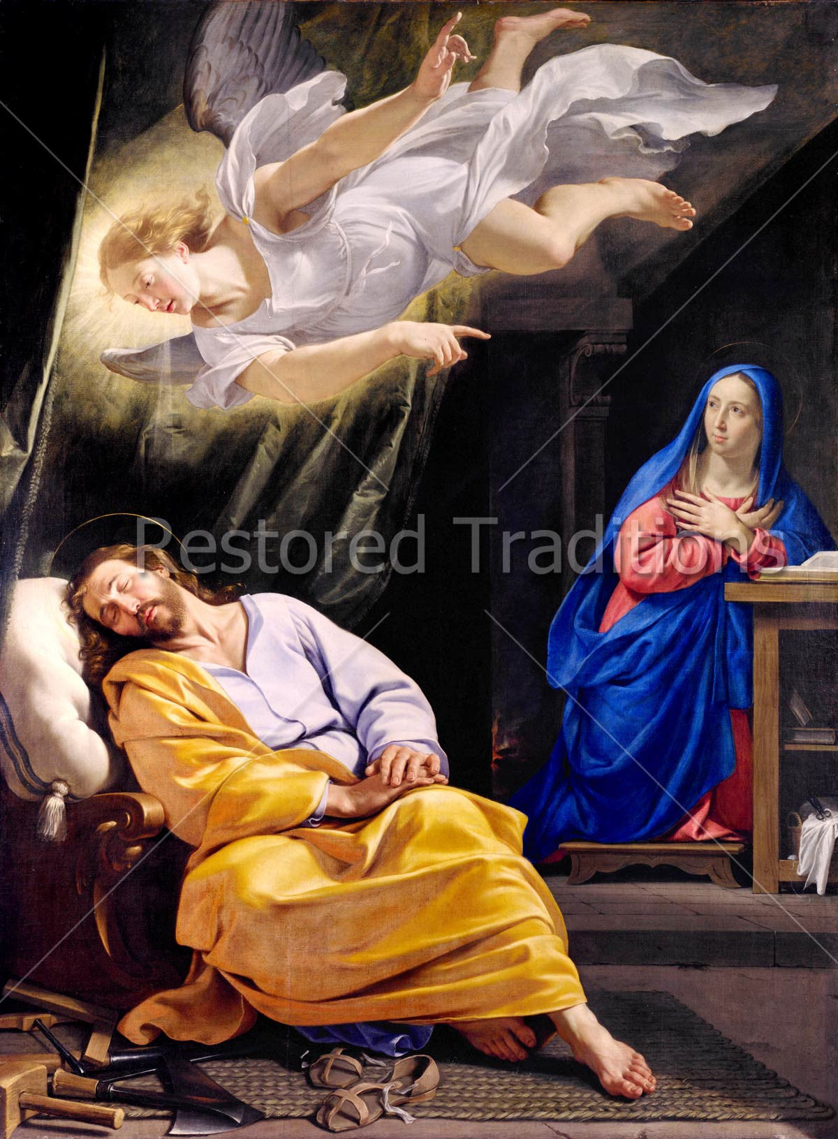 Dream of St. Joseph – Champaigne, restored fine-art print