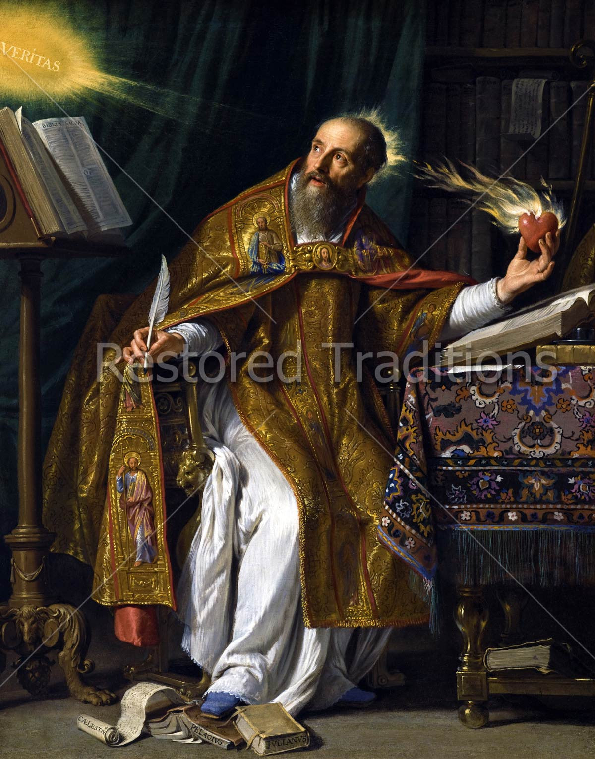 Saint Augustine – Champaigne, restored fine-art print