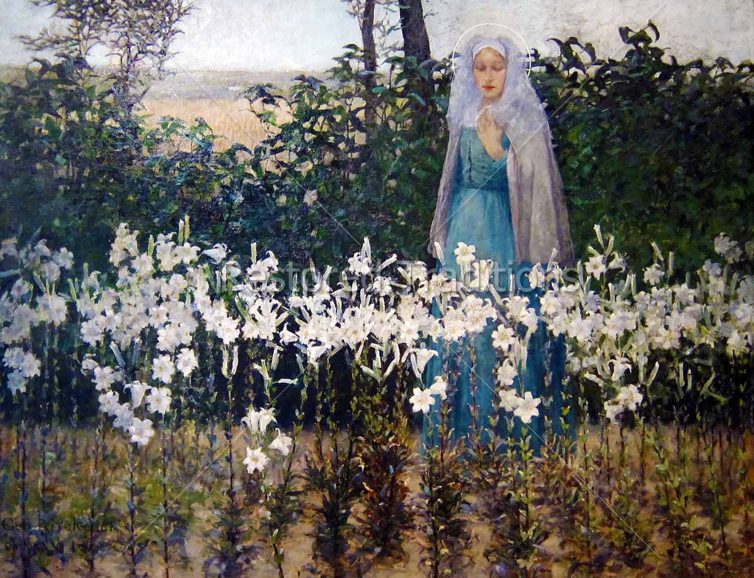 Madonna Among the Flowers – Hitchcock, restored fine-art print