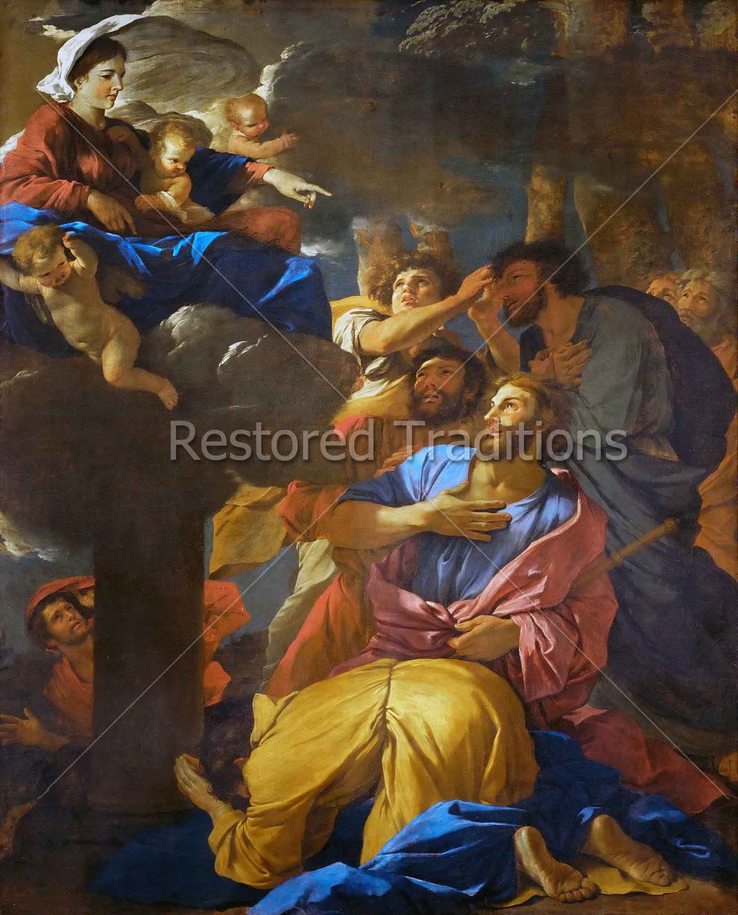 Appearance of the Virgin to St. James the Greater – Poussin, restored fine-art print