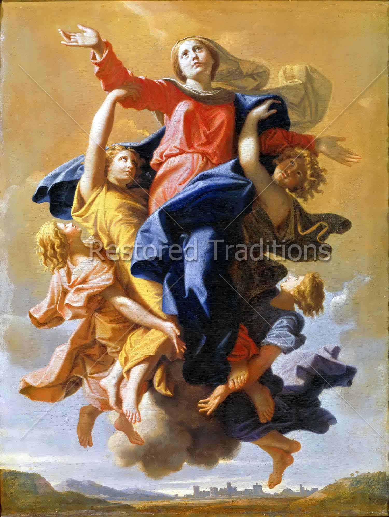 Assumption of the Virgin – Poussin, restored fine-art print