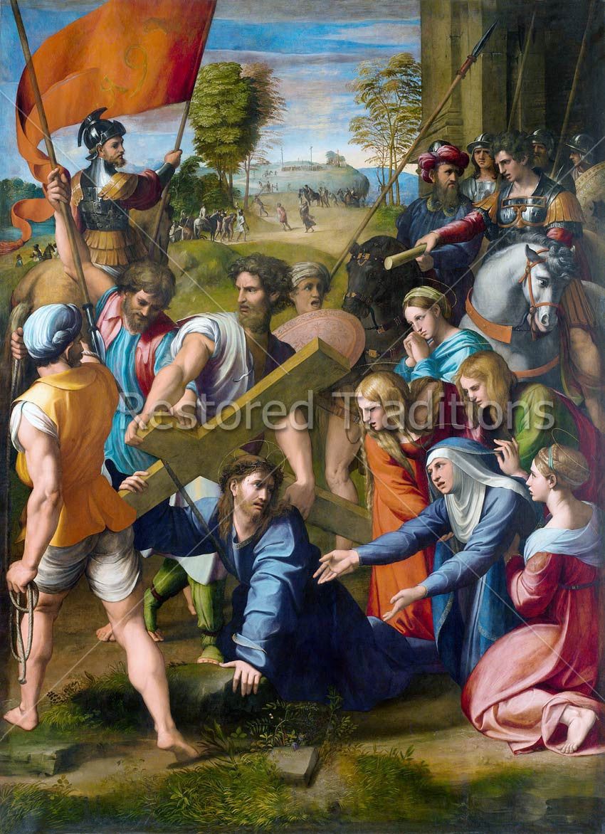 Christ Falls on Way to Calvary – Raphael, restored fine-art print