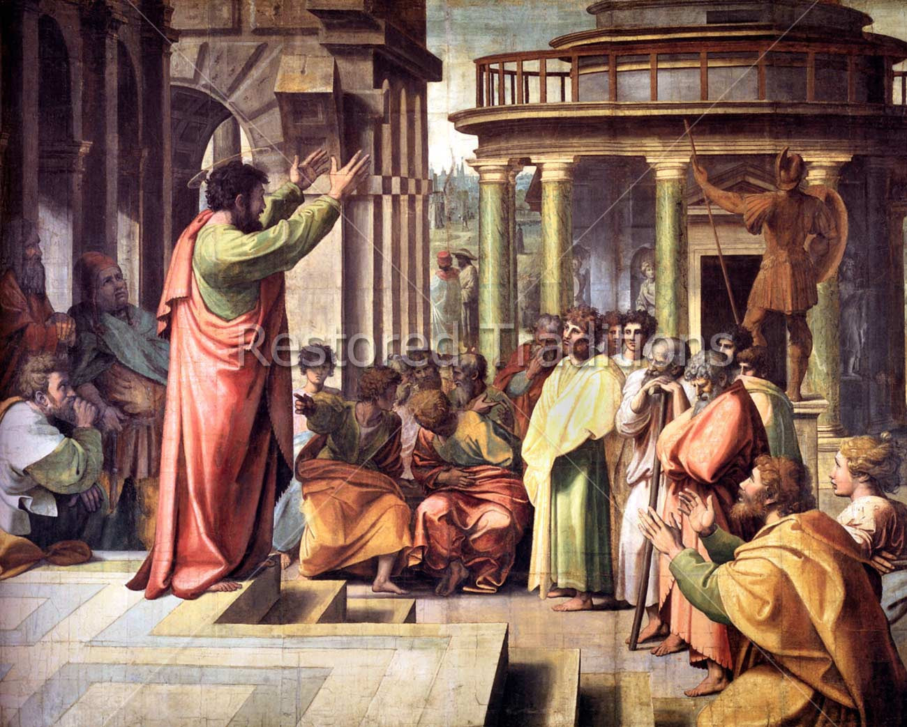 St. Paul Preaching in Athens – Raphael, restored fine-art print