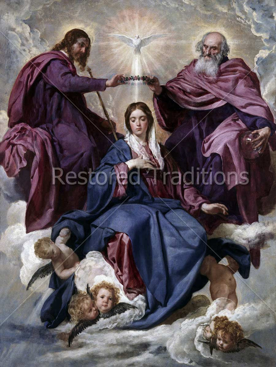 Coronation of the Virgin Mary – Velazquez, restored fine-art print