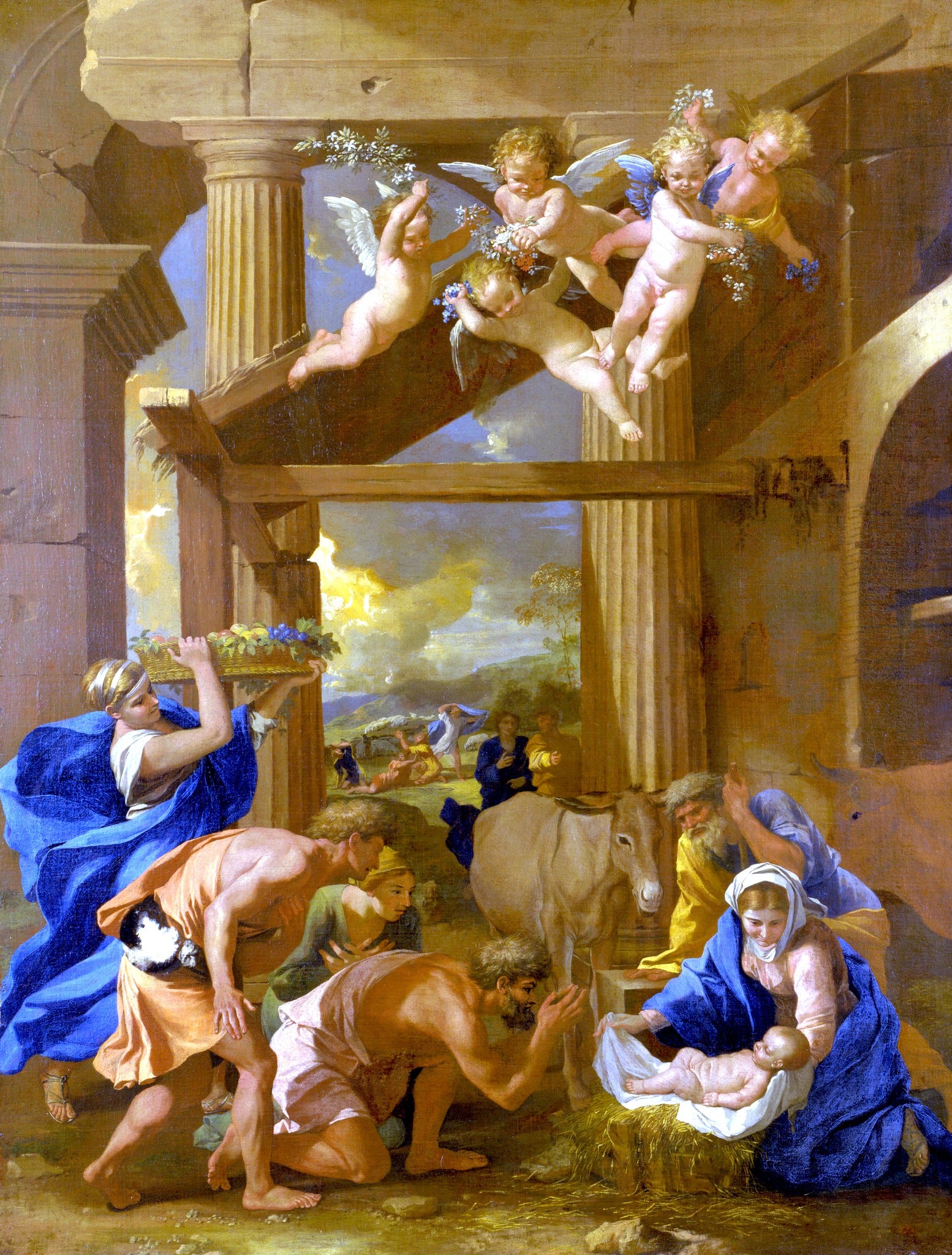Adoration of the Shepherds – Poussin, restored fine-art print