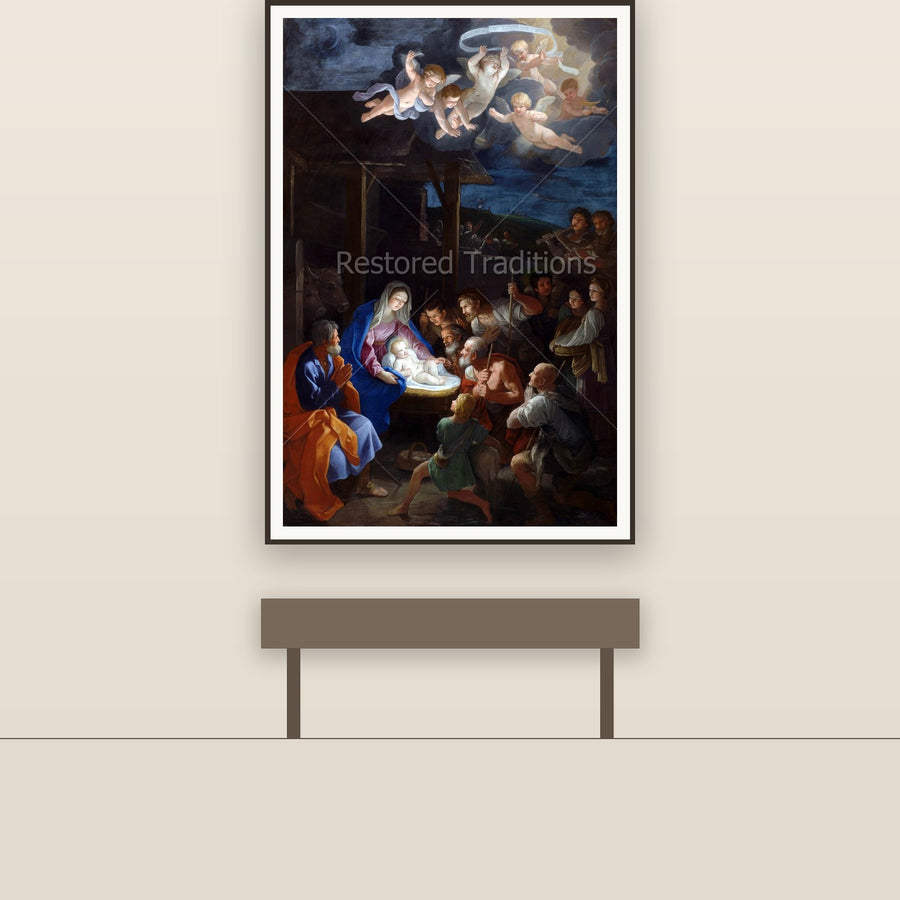 Adoration of the Shepherds – Reni, restored fine-art print