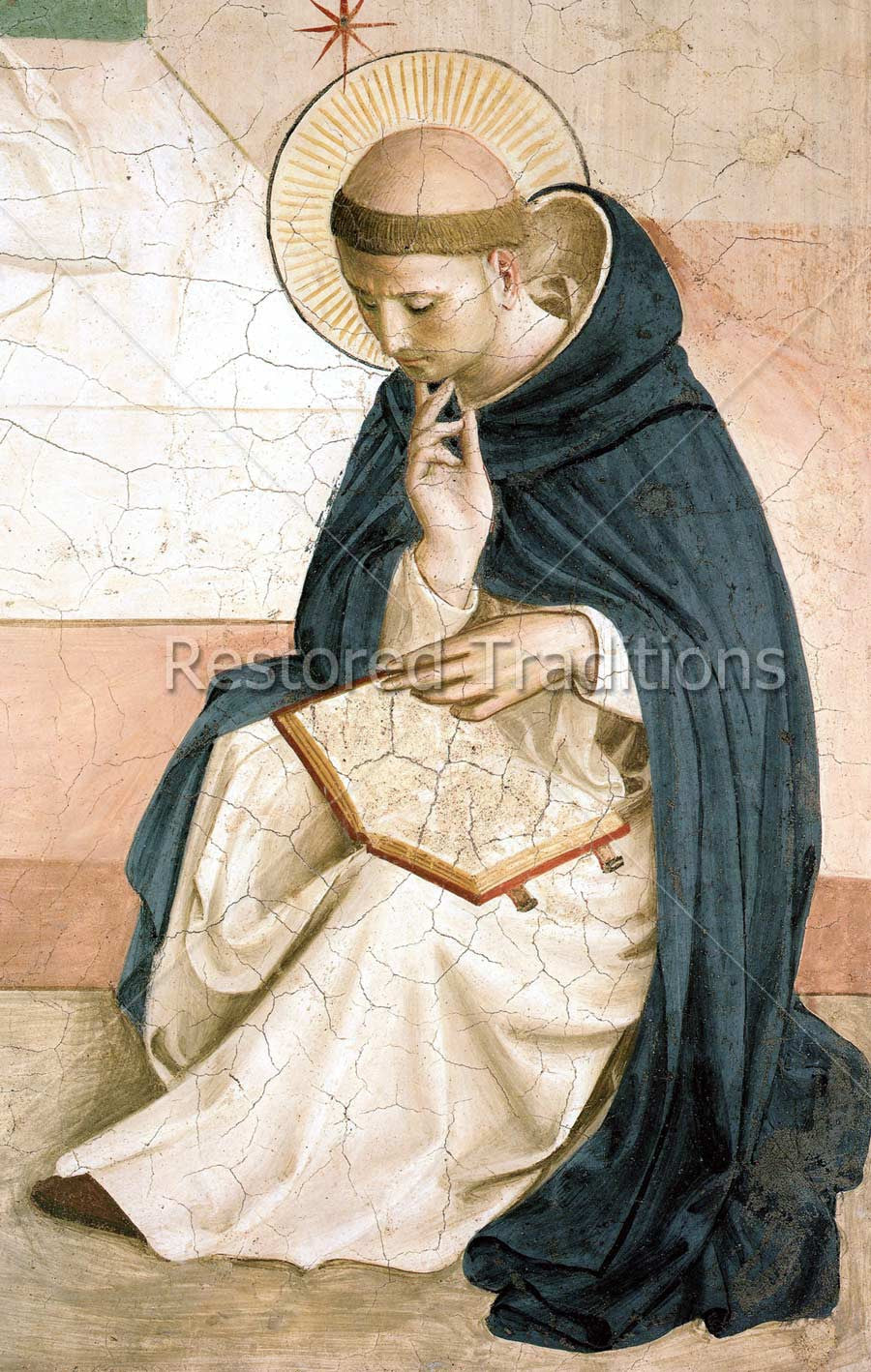 St. Dominic, detail – Angelico, restored fine-art print