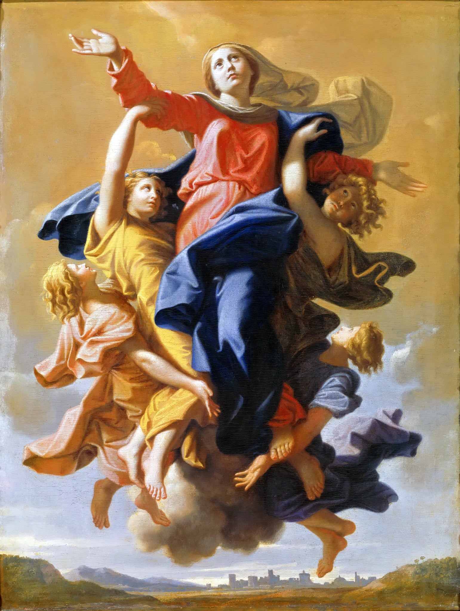 Assumption of the Virgin – Poussin, restored fine-art print