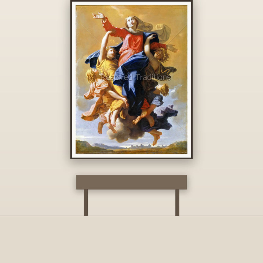 Assumption of the Virgin – Poussin, restored fine-art print