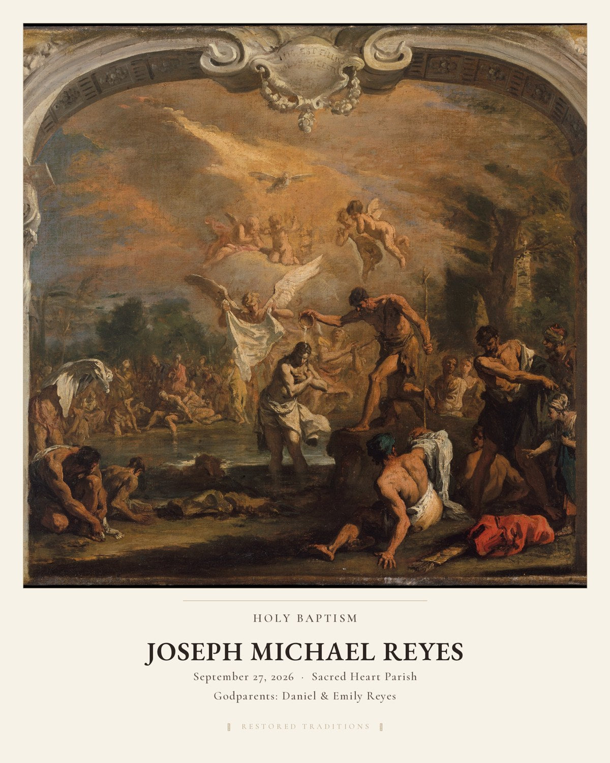 Baptism Keepsake -- Baptism of Christ, Sebastiano Ricci
