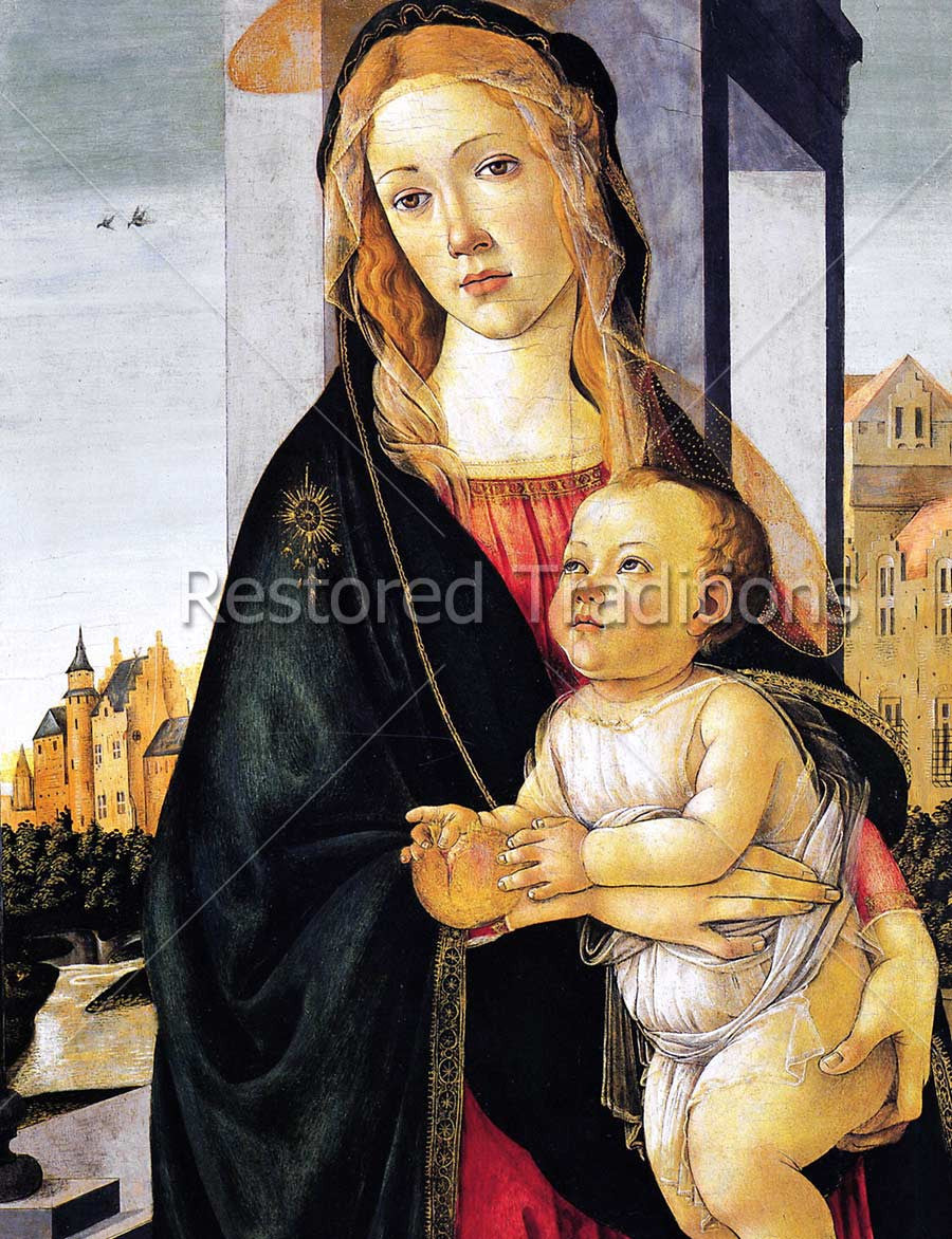 Madonna & Child Jesus – Botticelli, restored fine-art print