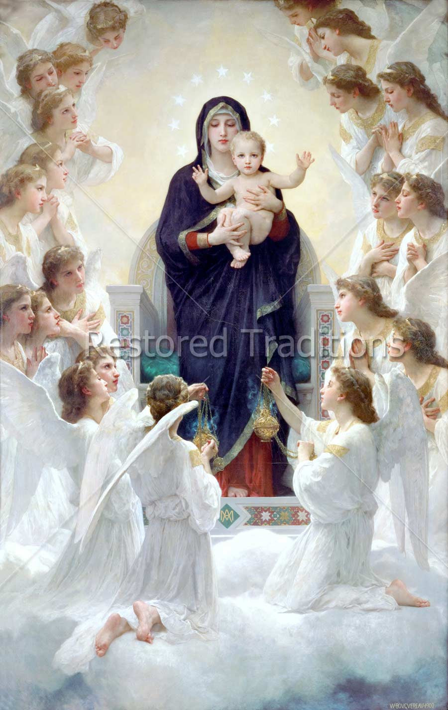 Queen of Angels – Bouguereau, restored fine-art print