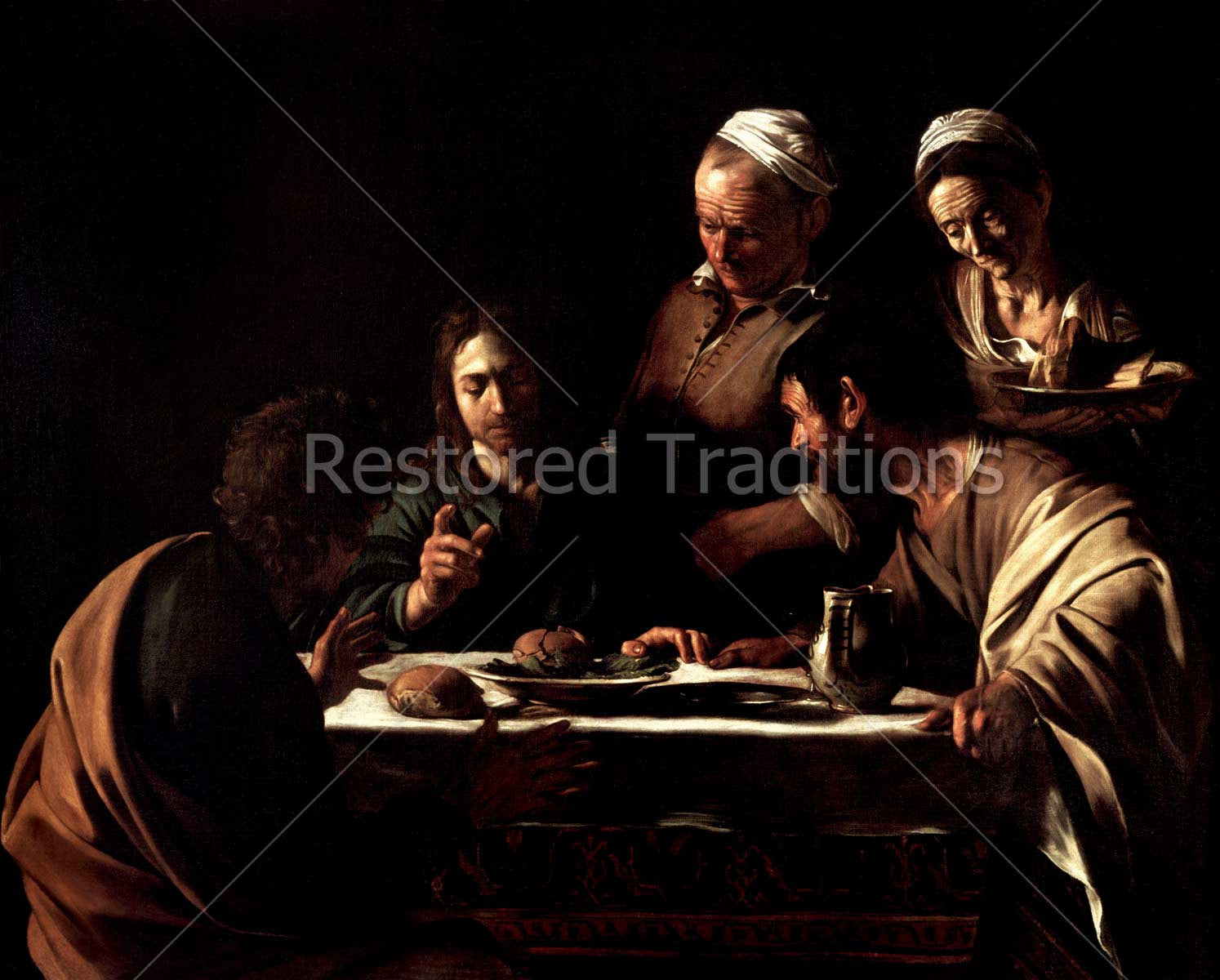 Supper at Emmaus, 1601 – Caravaggio, restored fine-art print