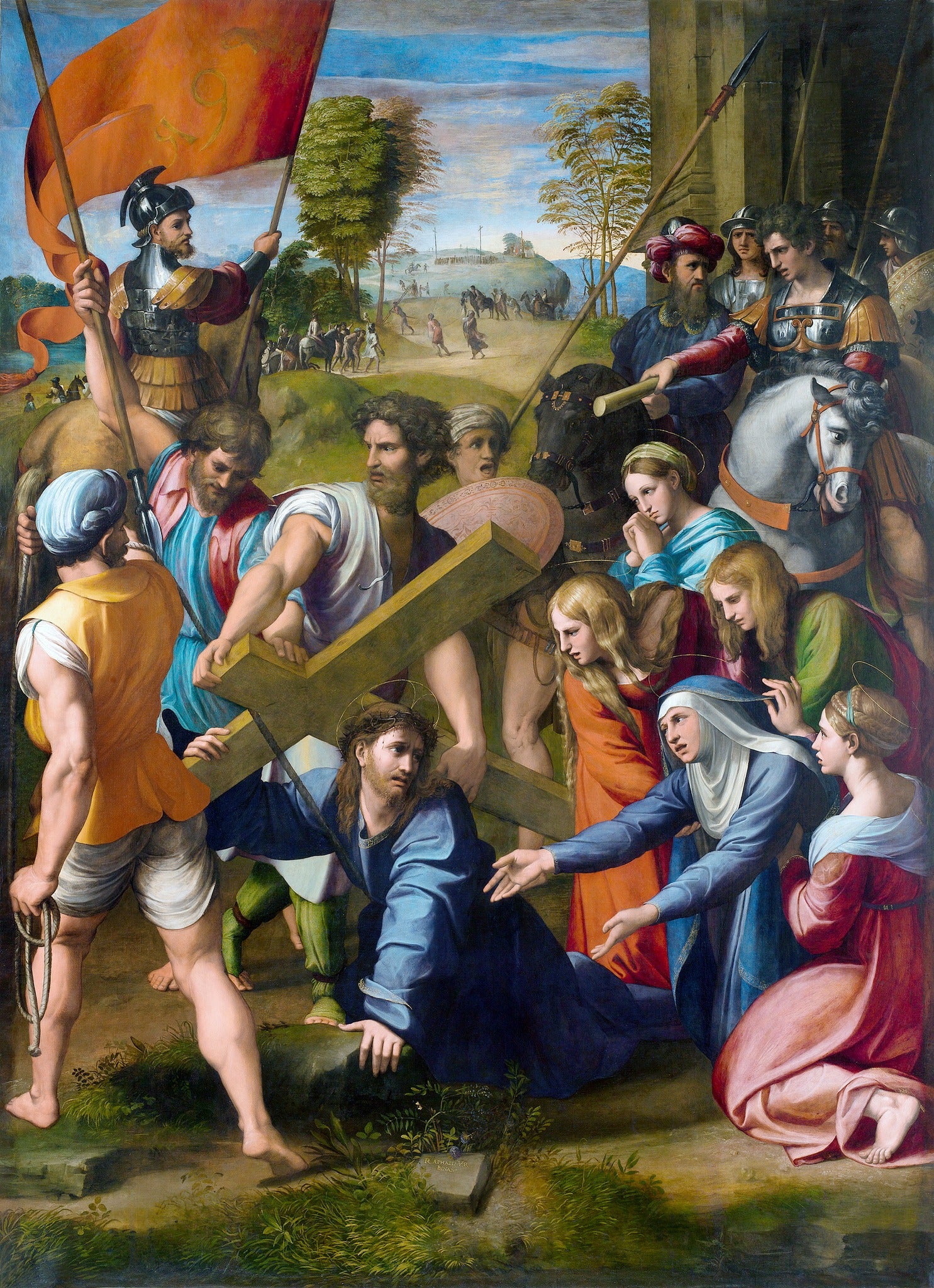 Christ Falls on Way to Calvary – Raphael, restored fine-art print