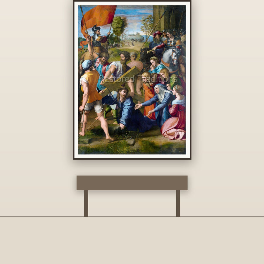 Christ Falls on Way to Calvary – Raphael, restored fine-art print