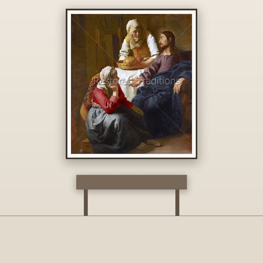 Christ With Mary and Martha – Vermeer, restored fine-art print