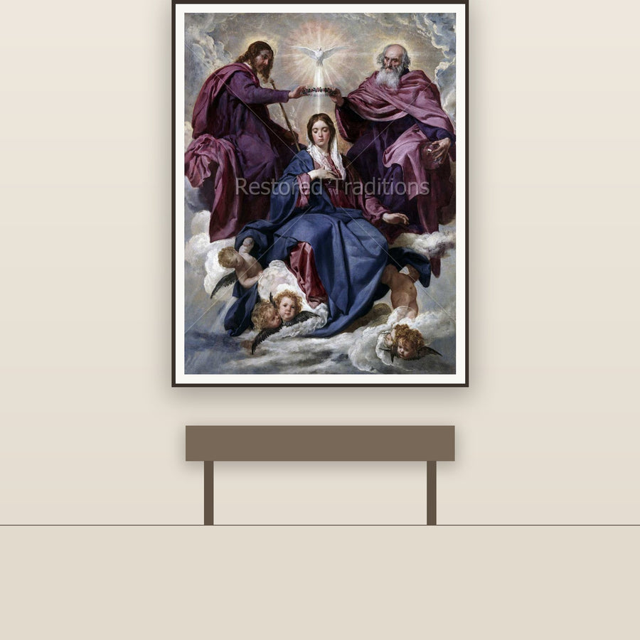 Coronation of the Virgin Mary – Velazquez, restored fine-art print