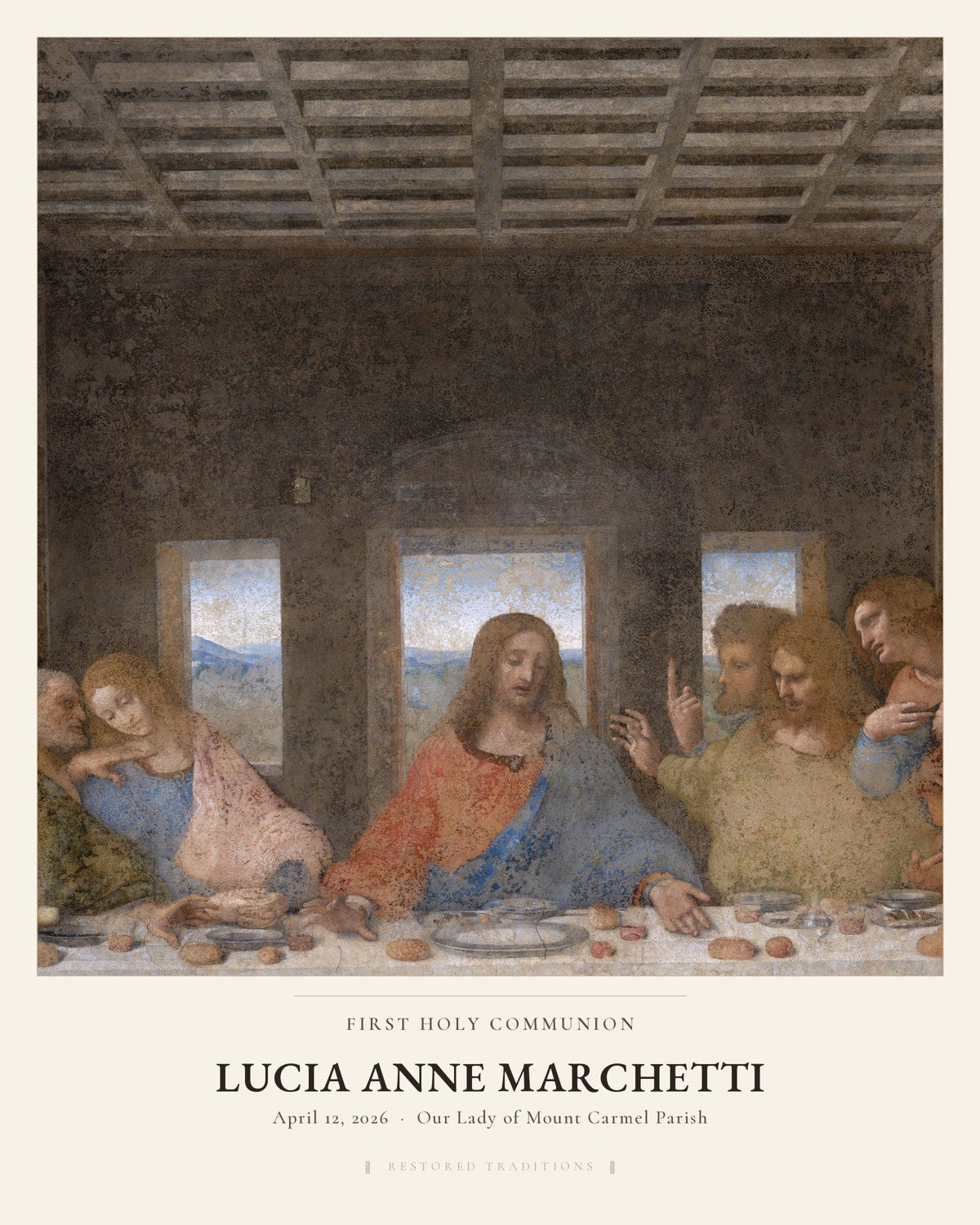 First Holy Communion Keepsake -- The Last Supper, Leonardo da Vinci