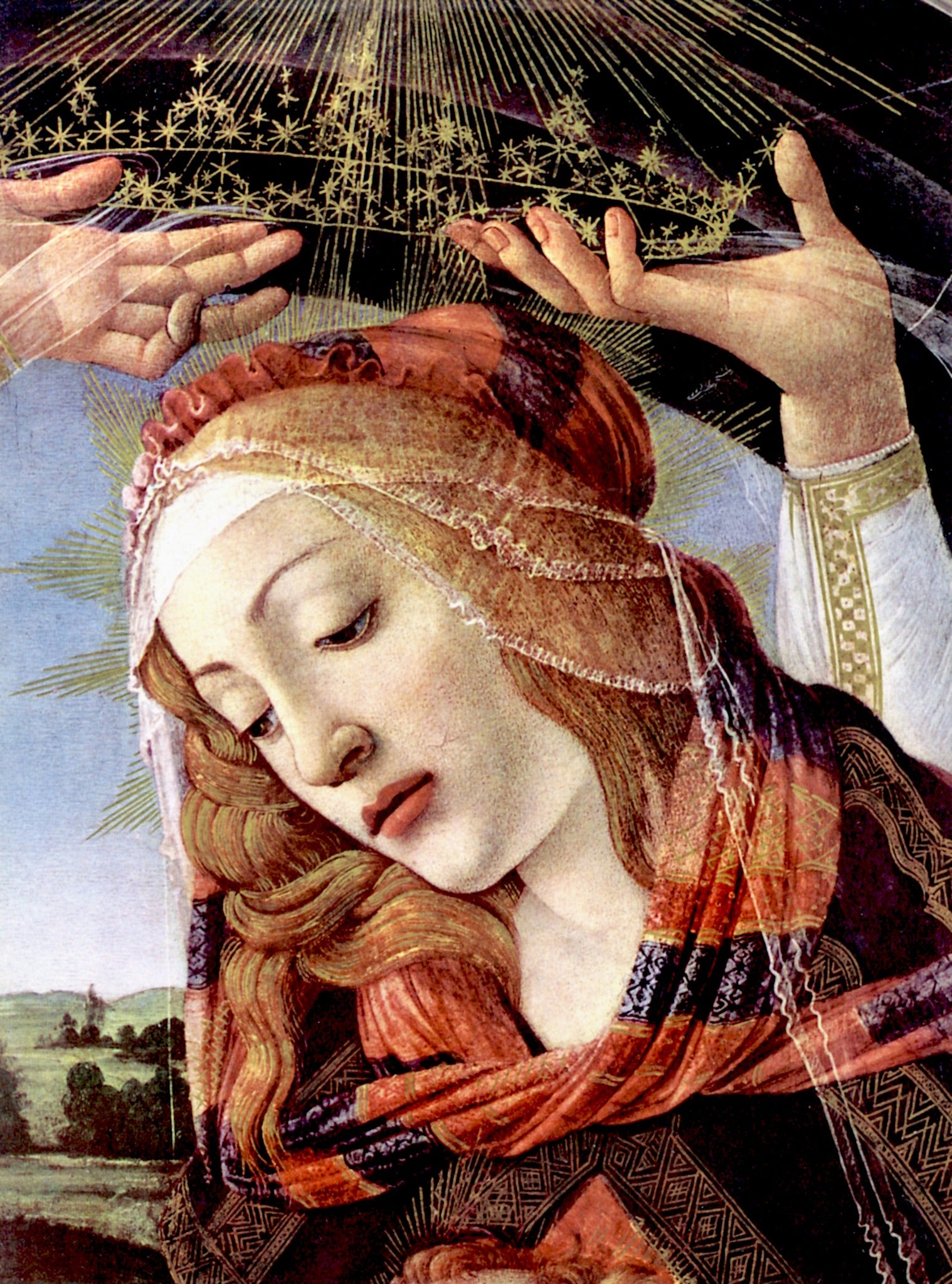 Madonna of the Magnificat, detail – Botticelli, restored fine-art print