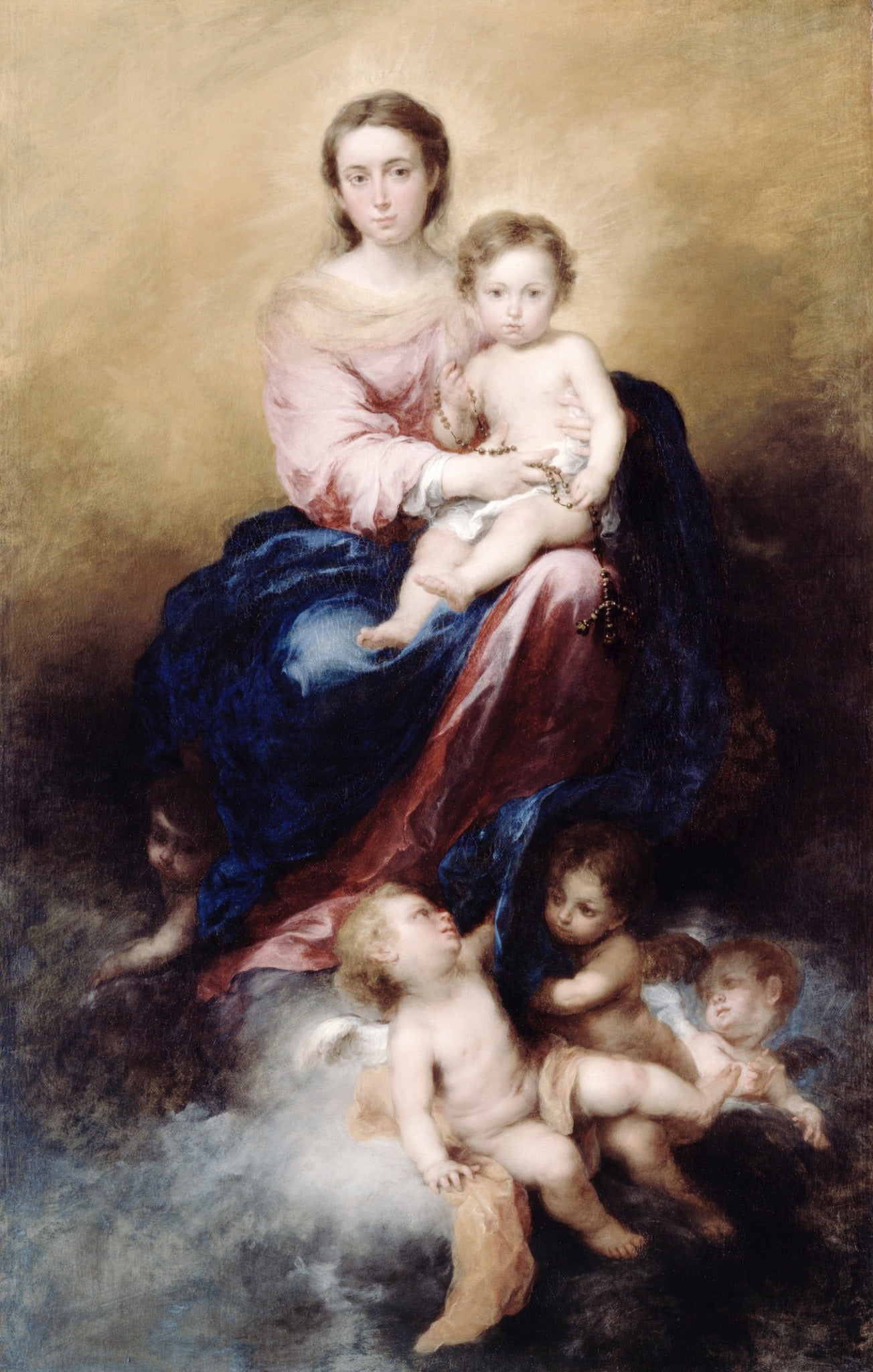Madonna of the Rosary – Murillo, restored fine-art print