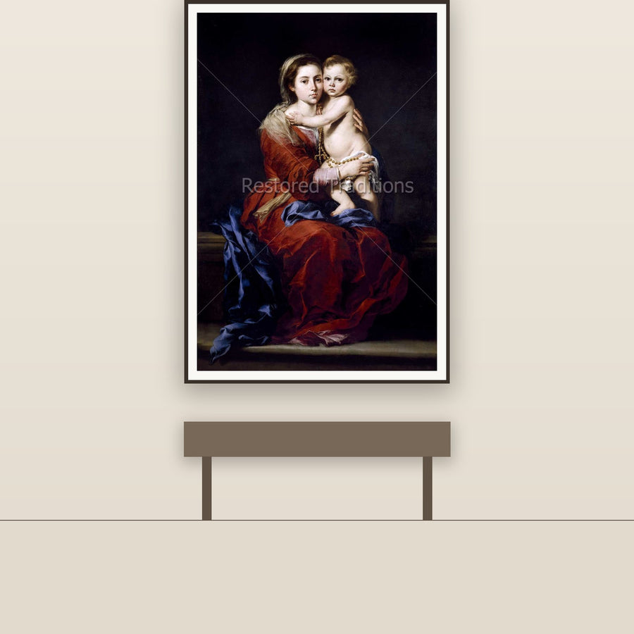 Madonna of the Rosary – Murillo, restored fine-art print