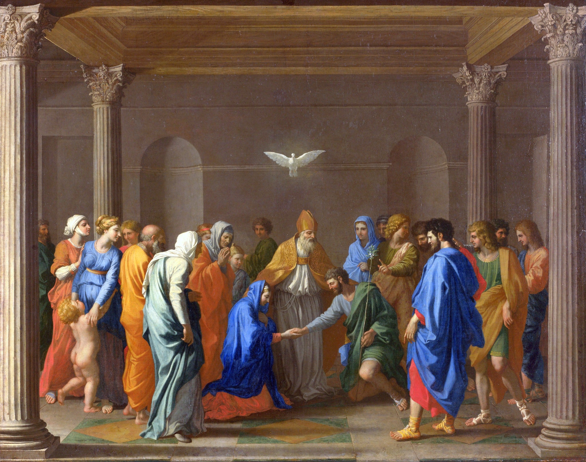 Marriage of the Virgin – Poussin, restored fine-art print