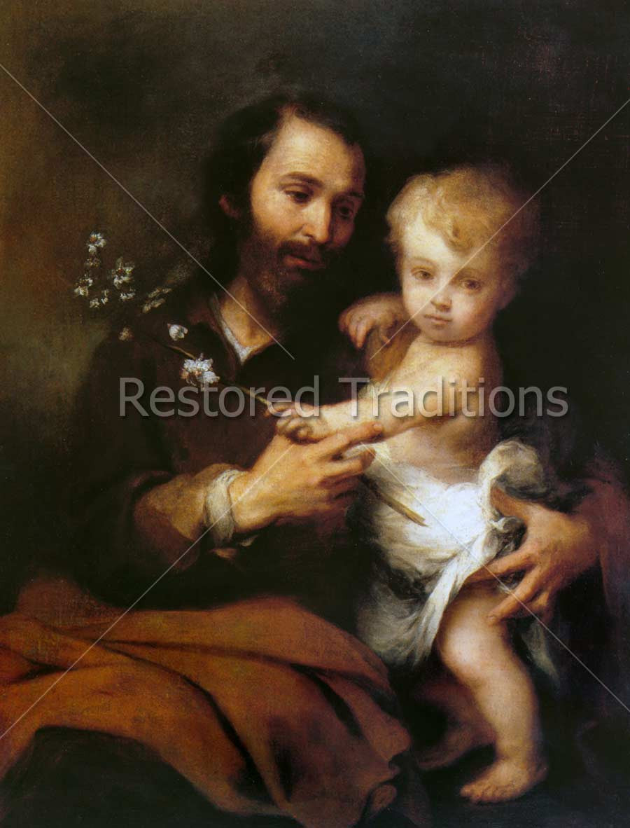 St. Joseph and Christ Child – Murillo, restored fine-art print