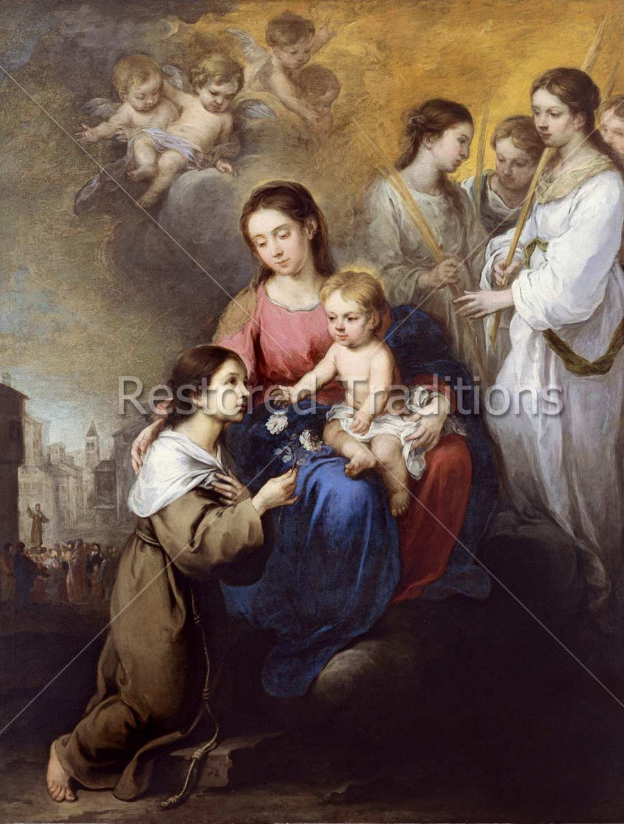 Virgin & Child With St. Rosalia – Murillo, restored fine-art print