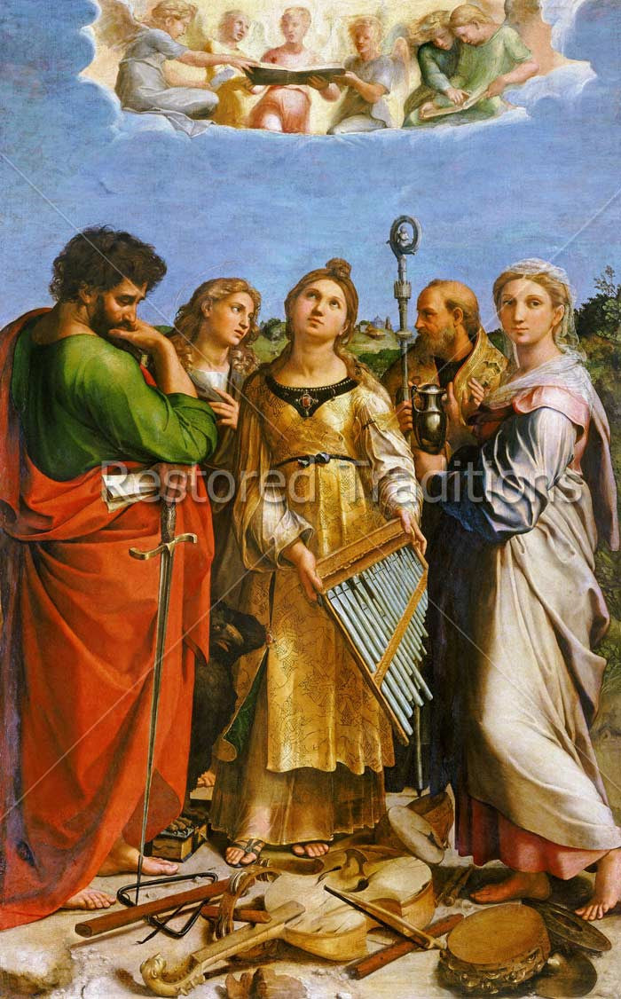 St. Cecilia in Ecstasy – Raphael, restored fine-art print