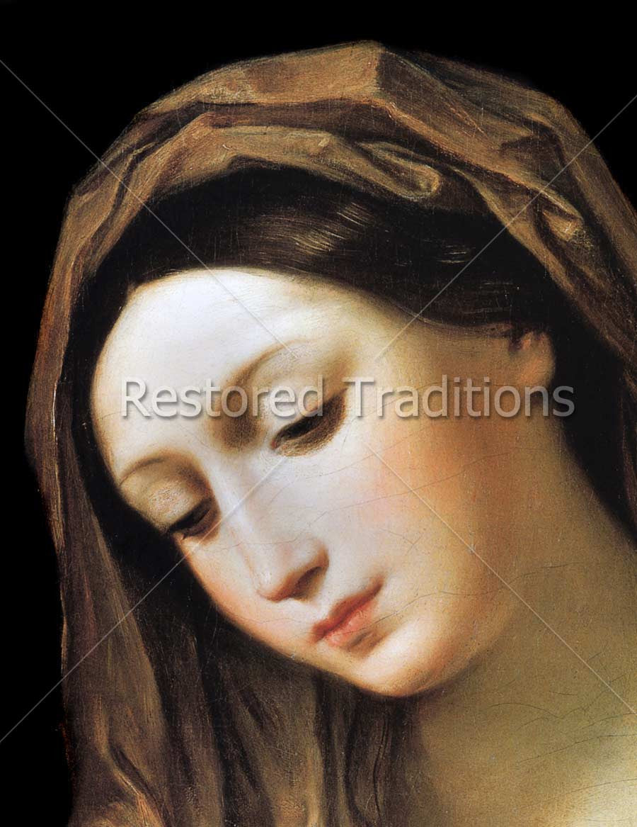 Madonna, Detail – Reni, restored fine-art print