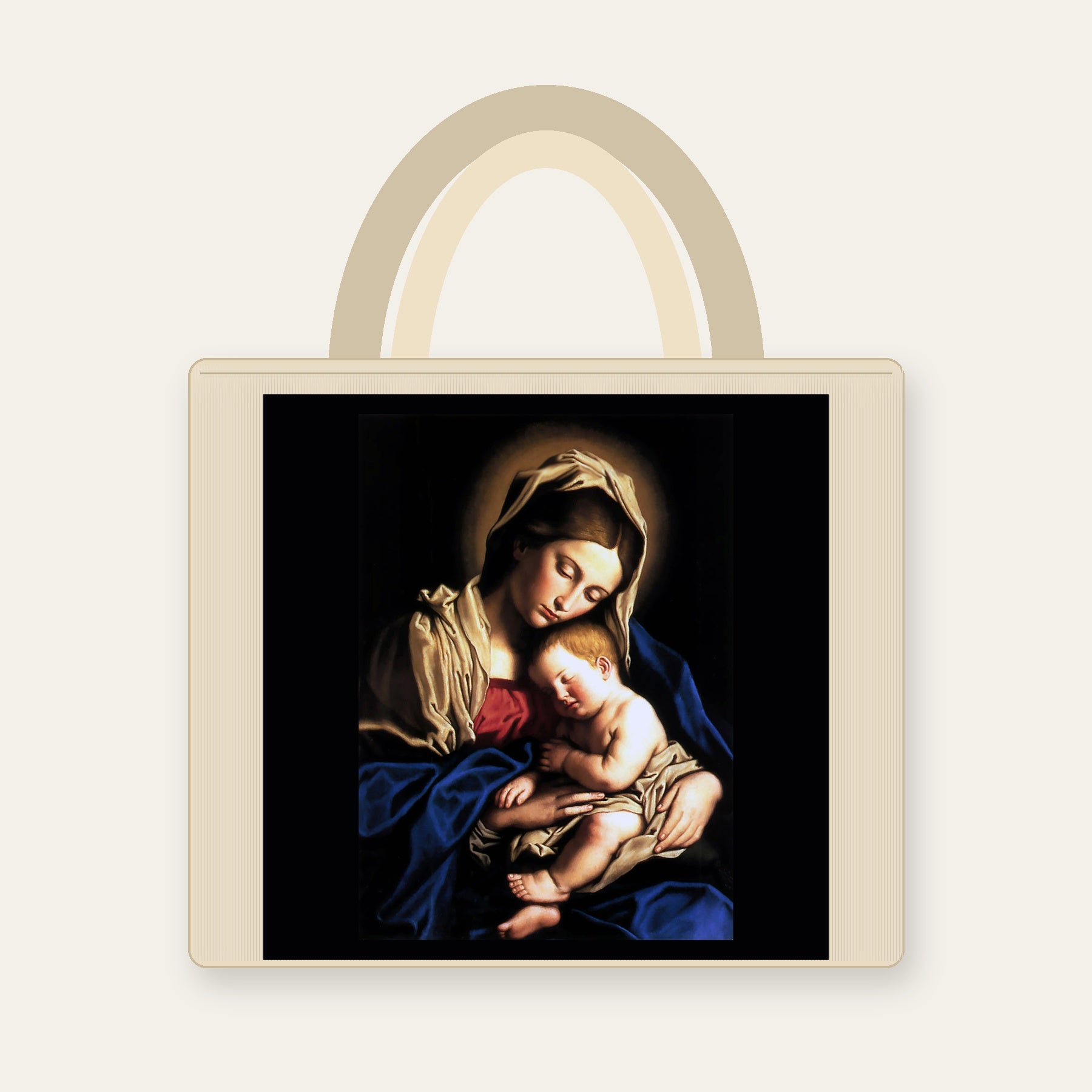 Madonna & Child – Sassoferrato totes — image-only front; local studio mockup