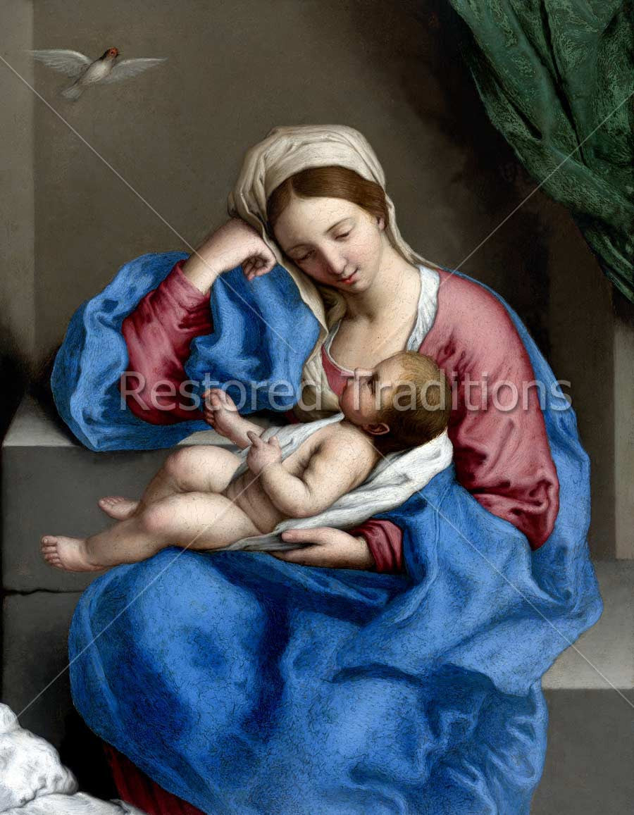 Madonna with the Christ Child – Sassoferrato, restored fine-art print