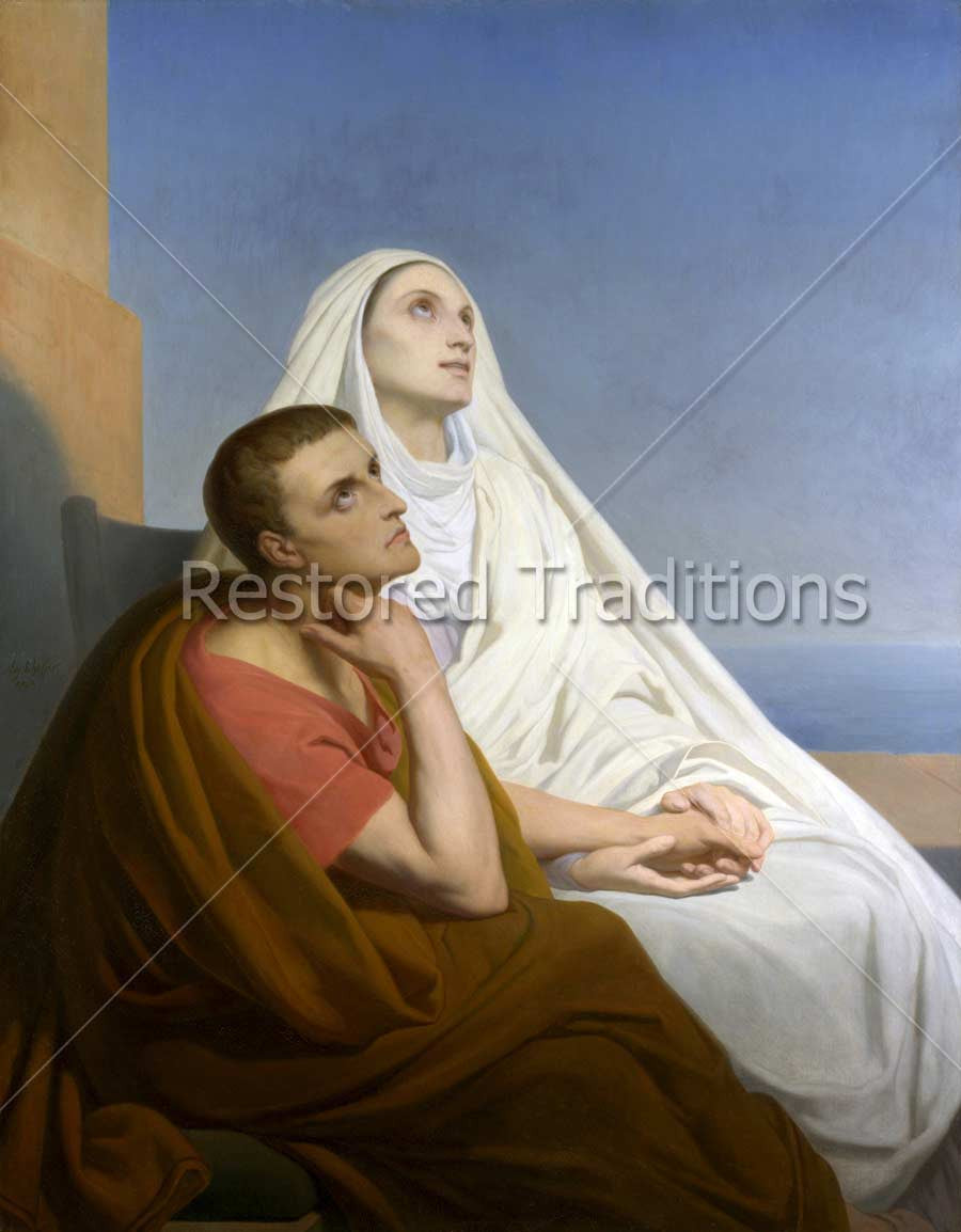 Sts. Monica & Augustine – Scheffer, restored fine-art print