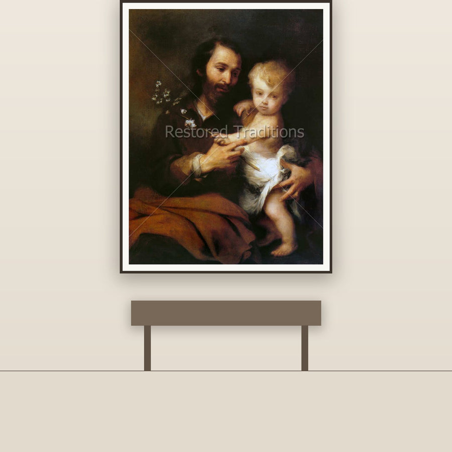 St. Joseph and Christ Child – Murillo, restored fine-art print