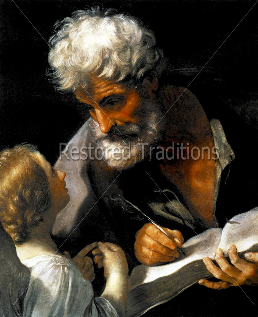 Saint Matthew Writing Gospel