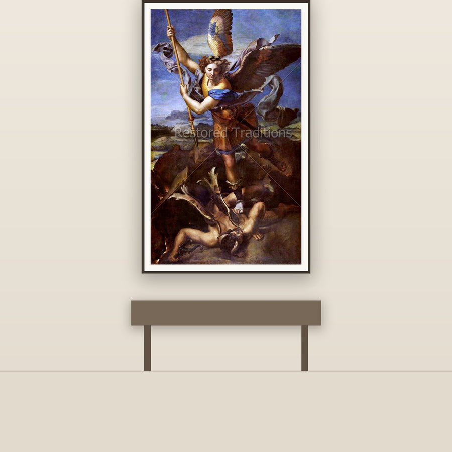 St. Michael Trampling the Dragon – Raphael, restored fine-art print