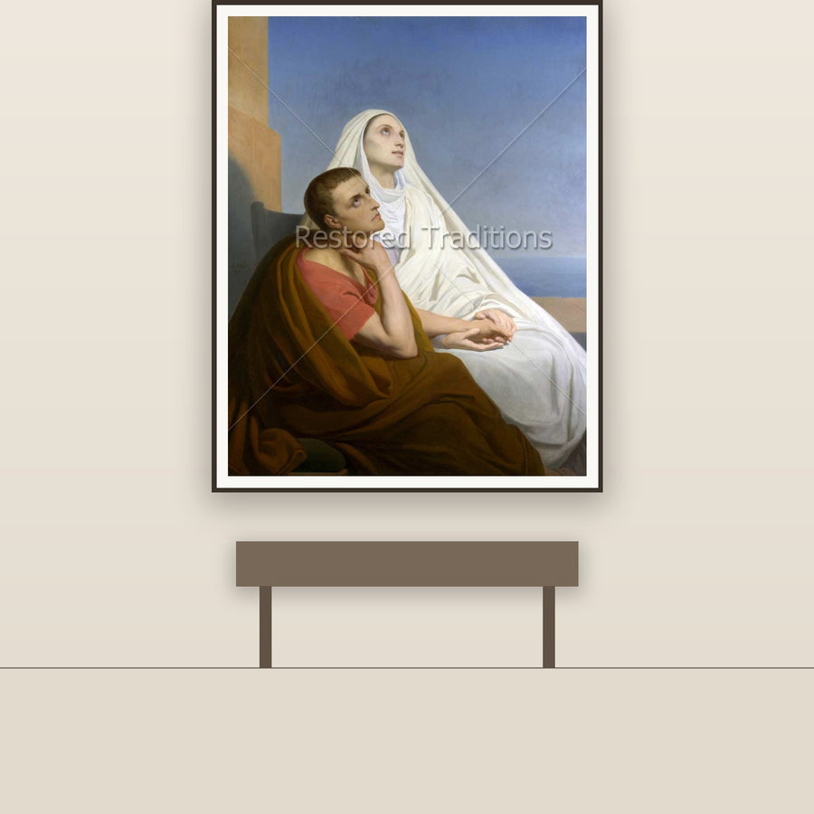 Sts. Monica & Augustine – Scheffer, restored fine-art print