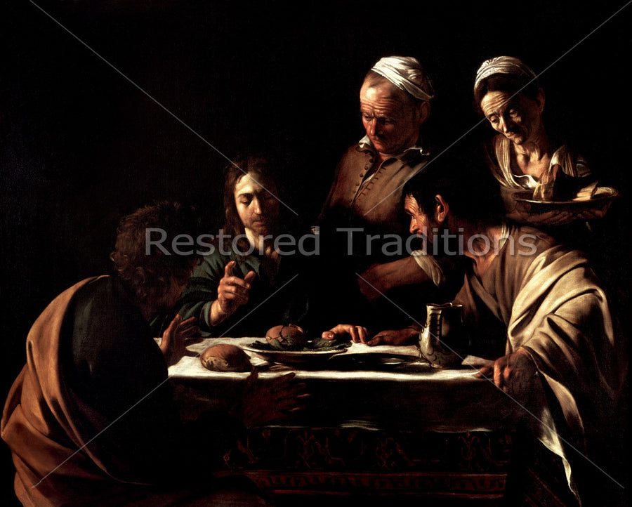 Our Lord blesses bread at table