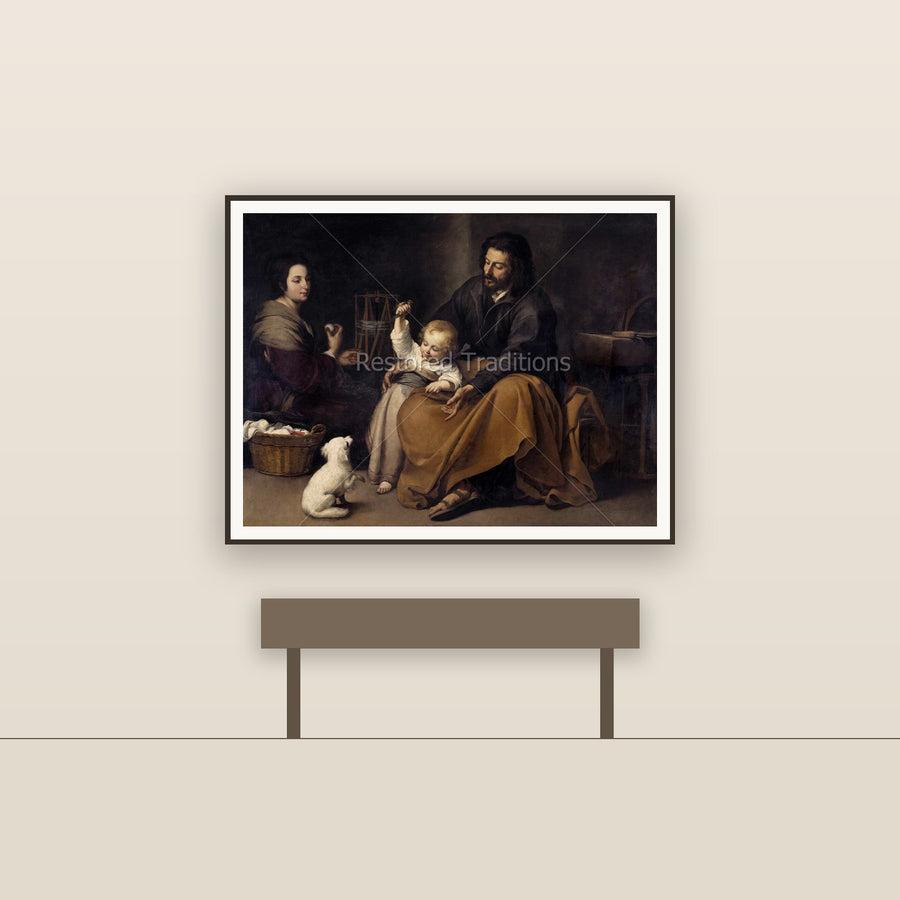 The Holy Family With a Little Bird – Murillo, restored fine-art print