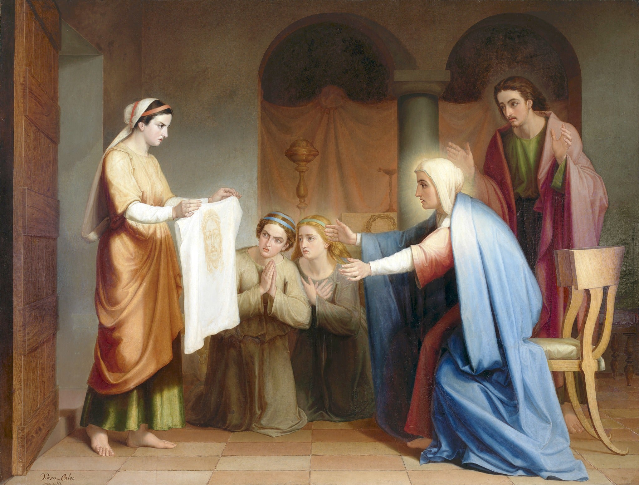 Veronica Shows the Holy Face to the Virgin and Saint John – Vera, restored fine-art print
