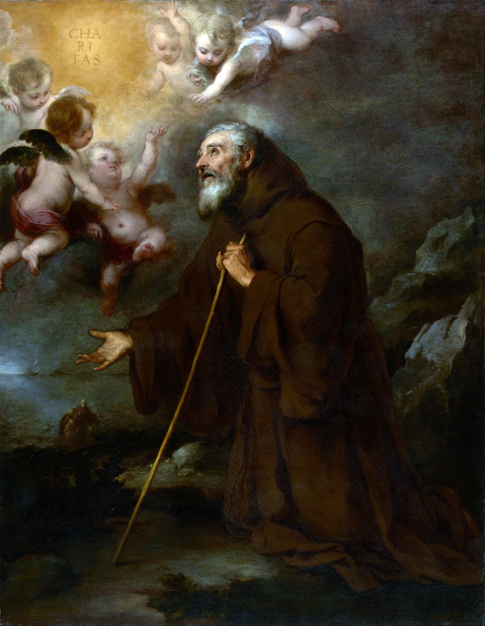 Vision of St. Francis of Paola – Murillo, restored fine-art print