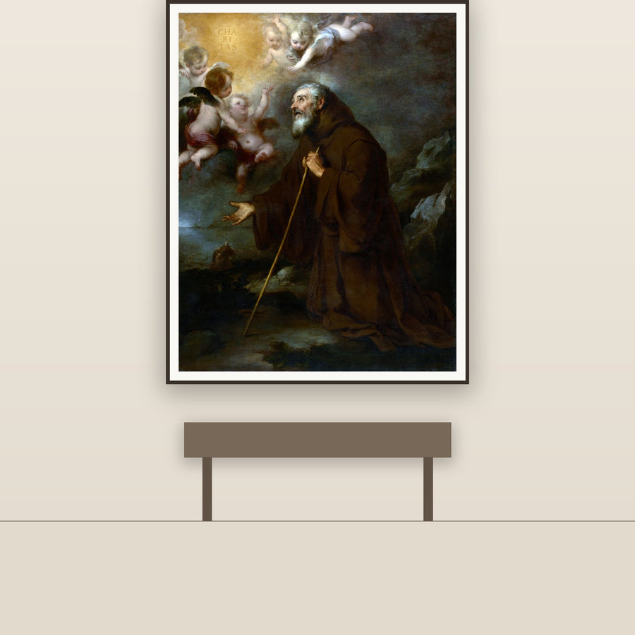 Vision of St. Francis of Paola – Murillo, restored fine-art print