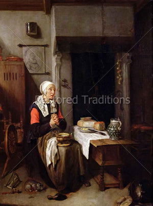 Woman Praying Grace Before Meal