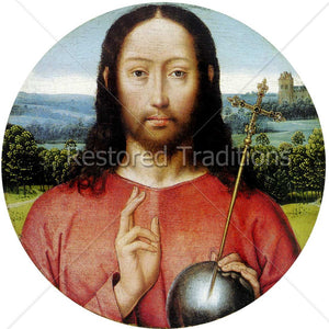 Christ holding globe with cross