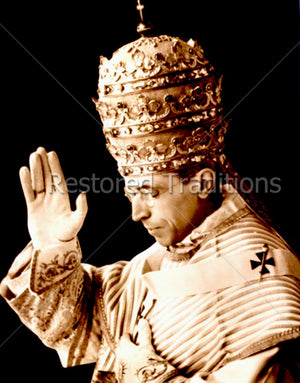 Pope Wearing Tiara and Blessing