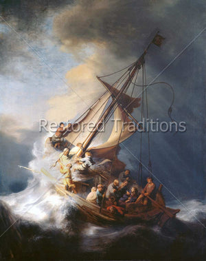 Jesus Calms Tempest Storm on Sea of Galilee
