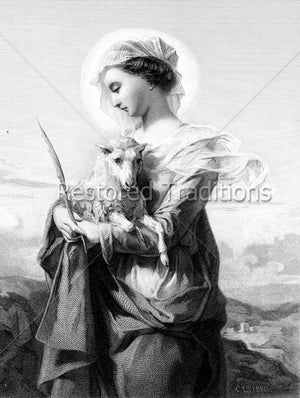 Agnes holding white lamb